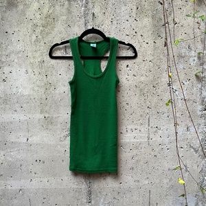 TNA / Aritzia Women's Ribbed Racer Back, Long Tank Top, Kelly Green, XXS